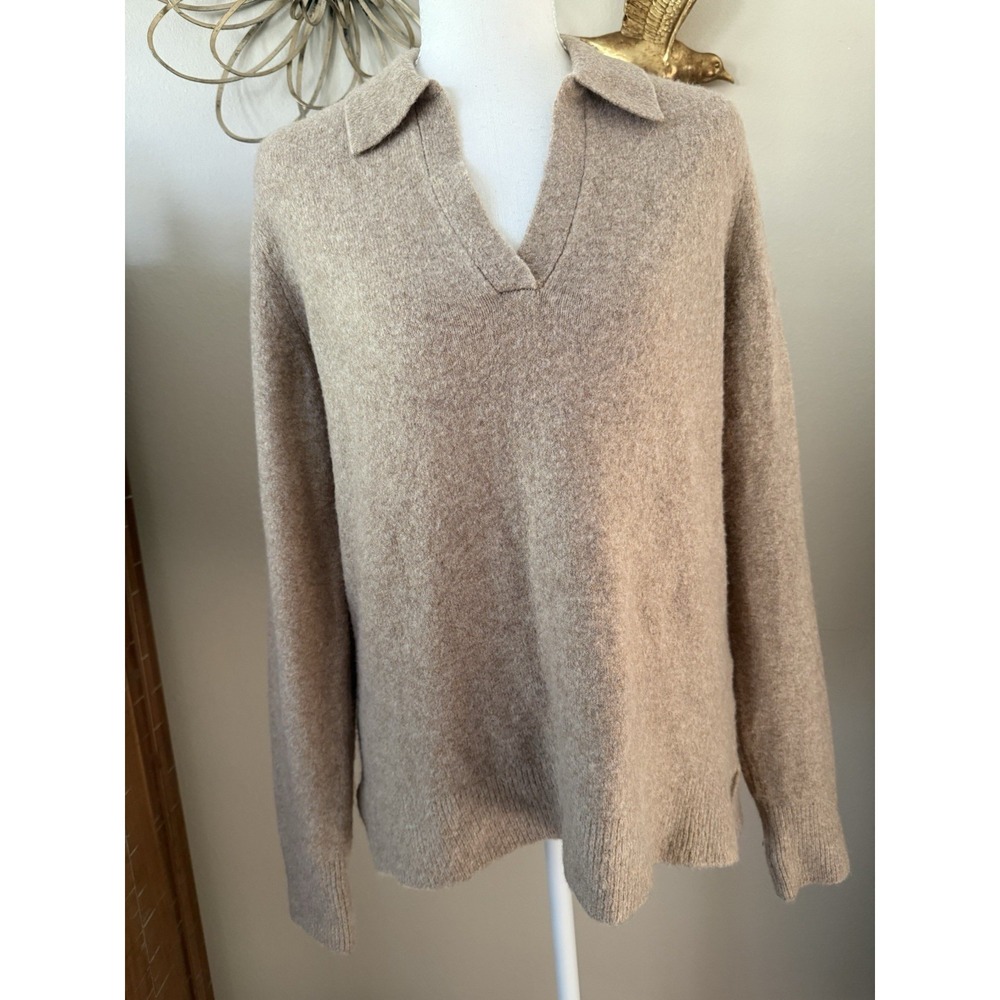 J.Crew‎ Extra Soft Sweater Polo Womens Medium Taupe Collared Knit Pullover
